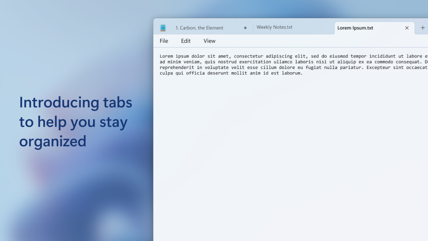 Windows Notepad · text document and tabs